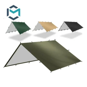 UV Protection Silver Coated Waterproof 210T Polyester 3X3 3X4 4X4 Tarp Ultralight 19 Hanging Points Canopy