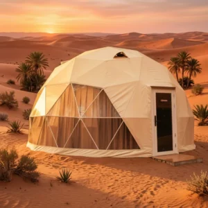 UV Wind Resistant 4 Season PVC Geodesic Dome Tent Spherical House for All Year Middle East Desert Dune Glamping Resort