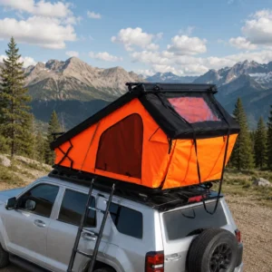 Ultra Thin Aluminum Hard Shell Rooftop Tent 4 Season Waterproof Oxford Fabric Raised Tail Design for Car Camping