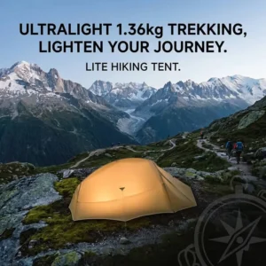 Ultralight 1-Person Aluminum Mesh Camping Tent Lightweight 3-Season Summer Hiking Tent Quick Opening Waterproof One Bedroom