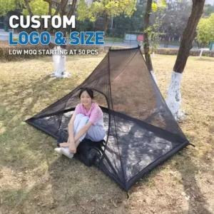Ultralight Summer Extended Type Pyramid Mesh Single Layer Tent Long-Distance Hiking Trekking Pole Supported 1-Person Bug Shelter