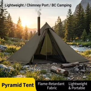 Ultralight Two-Bedroom Pyramid Fire Tent 3000mm PU Oxford Fabric Aluminum Stove Jack Snow Skirt 2 Persons Camping