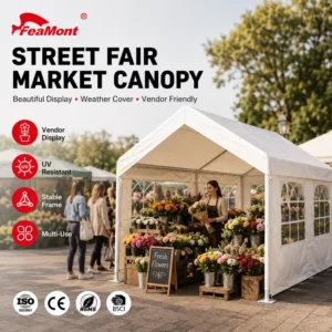 Versatile Market Tent 10x20ft Outdoor Vending Tent Waterproof Exhibition Canopy for Various Commercial Activities