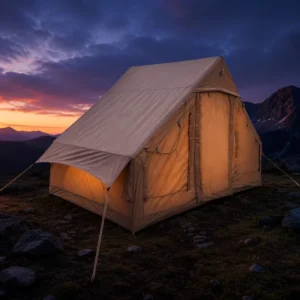 Vintage 6.3sqm Inflatable Tent TC Cotton Khaki Outdoor Family Shelter Waterproof