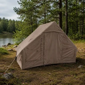 Vintage 6.3sqm Inflatable Tent TC Cotton Khaki Outdoor Family Shelter Waterproof