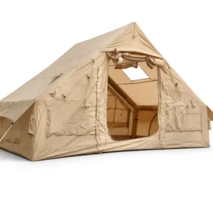 Vintage Khaki 6.3sqm Inflatable Tent TC Cotton Outdoor Family Shelter Waterproof Large