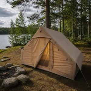 Vintage Luxury 6.3sqm Inflatable Tent TC Cotton Premium Glamping Khaki Outdoor Family Shelter Waterproof Space