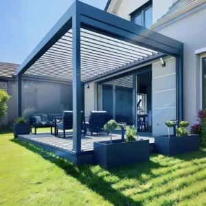 Wall-Mounted Aluminum Electric Pergola Canopy for Outdoor Living and Home Garden