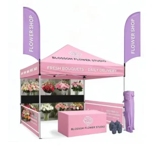 Water-Resistant Custom-Printed 3x3m Pop-Up Gazebo Tent with Aluminum Hexagonal Legs