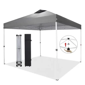 Waterproof 10×10 Commercial Pop-Up Canopy Tent with Vented Top and Wheeled Carry Bag