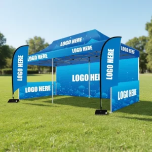 Waterproof 10x10ft Canopy Folding Tent with Logo Camping Pop-Up Canopy Custom Easy Setup Metal Frame Trade Show Tent