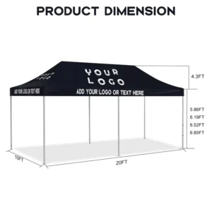 Waterproof 10×20 Pop-Up Canopy Tent with Custom Printed Design for Outdoor Markets and Events
