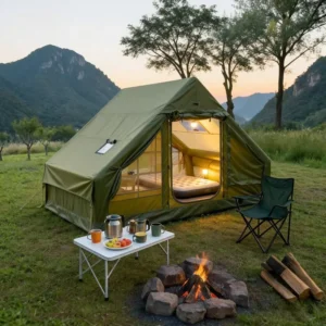 Waterproof 300D Oxford Cloth Single Layer Four-Season One Bedroom Portable Camping Tent 3-4 Person 6.3 Easy Setup Durable