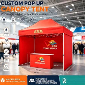 Waterproof 3×3 Custom-Printed Foldable Pop-Up Canopy Tent with Side Panels for Outdoor Exhibitions