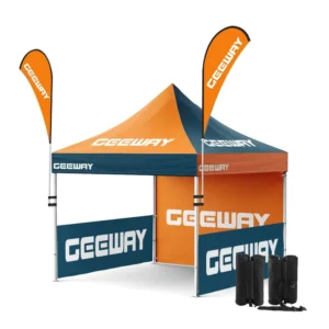 Waterproof 3x3M Gazebo with Sidewalls Foldable 10x10ft Pop-Up Canopy with Carry Bag for Trade Show Displays