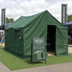 Waterproof 3x4m Canvas Safari Tent Heavy Duty Outdoor Glamping Family Camping Tent Sturdy Support Poles Design Single Quick