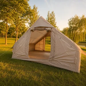 Waterproof 6.3sqm Inflatable Tent Entry Level Single Door 210D Oxford Khaki Glamping Air Cabin Simple Build Affordable Solution