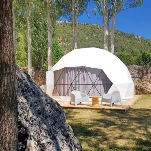 Waterproof 6m 8m 9m 5m 10m Diameter Dome Tent Frame with White Fabric Geodesic Prefabricated Dome House Tent