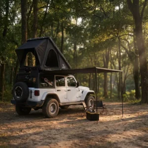 Waterproof Aluminum Alloy Rooftop Tent with Oxford Cloth and Car Side Canopy for SUV and Truck Camping