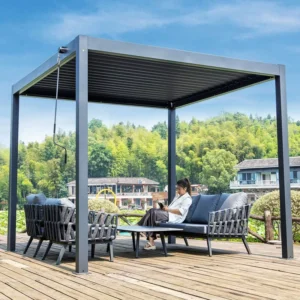 Waterproof Aluminum PVC Retractable Outdoor Terrace Gazebo with Coated Alloy Frame