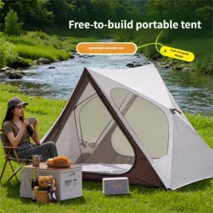 Waterproof Breathable Single Layer Oxford Fabric Automatic Pop-Up Four-Season Fiberglass Frame Portable Camping Tent