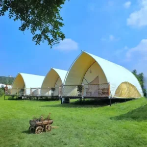 Waterproof Canvas Double Four-Season Camping Tent One Bedroom Living Room 5x7m Rectangular Shape Hotel Outdoor Use 80km/h Wind