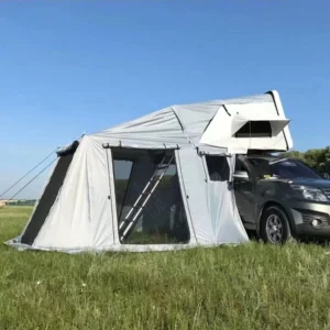 Waterproof Canvas Rooftop Tent for Summer Hard Shell ABS with Aluminum Pole Folding Camping Car Roof Top Annex