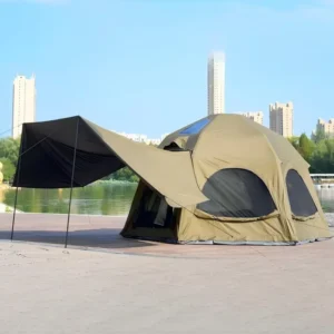 Waterproof Double Layer Inflatable Dome Tent with Large Awning for 4 Season Outdoor Luxury Family Air House Tent