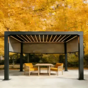 Waterproof Electric Louvered Aluminum Bioclimatic Pergola Heavy Duty 3×3 Canopy for Garden Patio
