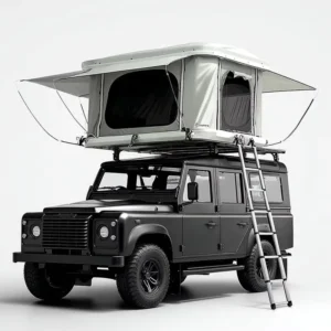 Waterproof Hard Shell Aluminum and Fiberglass Rooftop Tent with Ladder and Canvas for SUV Camping