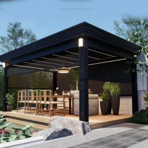 Waterproof Hardtop Aluminum Gazebo Pergola with Louvered Motorized Roof