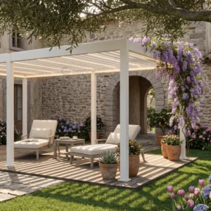 Waterproof Outdoor Aluminum Pergola with Retractable Roof and Drainage System