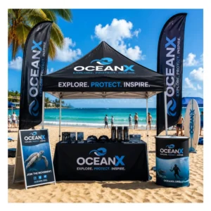 Waterproof Outdoor Pop up Tent with Feather Flags for Festival Event Advertising Booth