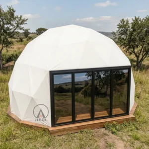 Waterproof PVC Geodesic Dome Tent with Large Glass Door for Outdoor Glamping Igloo Hous