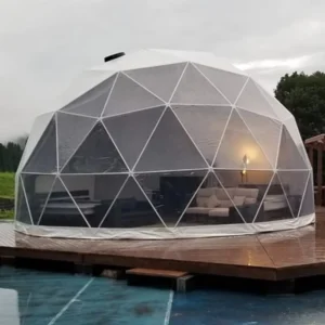 Waterproof PVC Geodesic Glamping Dome Tent, Outdoor 4-Season Transparent Dome House for Hotels, Camping, Events and Restaurants