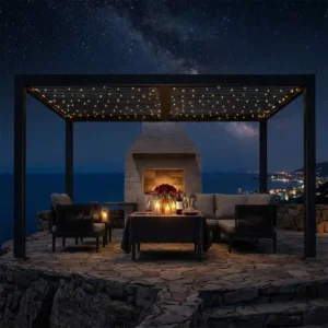 Waterproof Patio Cover Aluminum Gazebo Pergola Outdoor Shelter Motorized Sunshade Attached