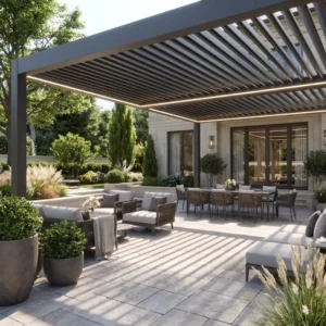 Waterproof Pergola Roll-Up Shade Privacy Screen for Outdoor Patios and Gardens