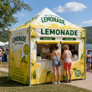 Waterproof Pop-Up Snack Bar Tent and Lemonade Marquee for Beach Events and Street Fairs