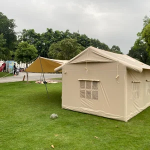 Waterproof Portable Inflatable Glamping Tents Mesh Double Layer Four Season Design Easy Setup Air Pump for Family Camping