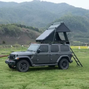 Waterproof Rooftop Tent with Awning Hard Shell for Camping Vehicle Caravan Four-Season Quick Automatic Opening Telescopic Ladder