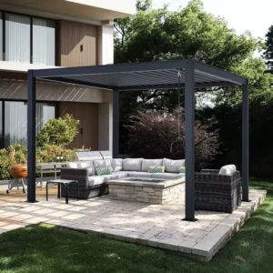 Waterproof Snowproof Windproof Eco-Friendly Motorized Outdoor Pergola Awning Garden Canopy Louvered Kits Roof System Bioclimatic