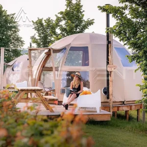 Waterproof Timber Structure Panorama Geodesic Dome Yurt House Glamping Tent