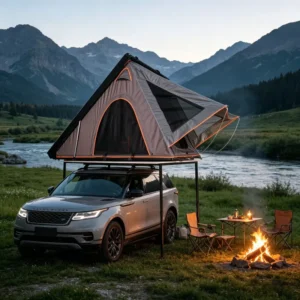 Waterproof Triangle Hard Shell Car Rooftop Tent Roof Top Tent Ultra Thin RTT Light Weight Aluminum Car Roof Top Tent