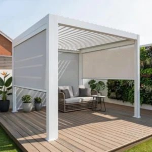 Weatherproof Aluminum Retractable Pergola Canopy Awnings, UV Protection Rain Shield Gazebo