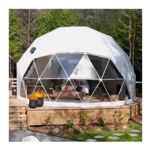 Weatherproof UV Proof Heavy Duty Steel Structure One Bedroom Living Room Safari Cabin Resort Tiny House Glamping Dome Tent