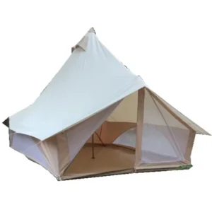 White Beige Canvas Straight Bracing Type Four Season Waterproof Luxury Family Bell Tent for Events & Glamping
