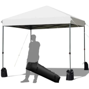 White Blue 3×3 Pop-up PVC Canopy Tent Waterproof Folding Gazebo for Outdoor Events Exhibitions Balcony Trade Show