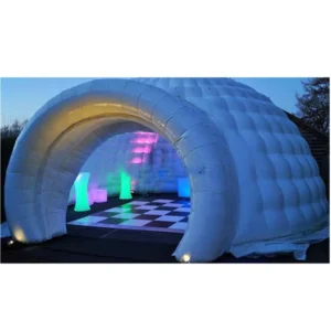 White Bounce House Castle Inflatable Airtight Tent with LED Lights for Evening Parties