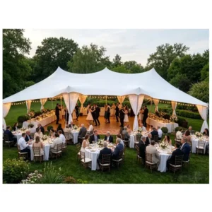 White Color PU Mixed PVC Double Coated Four Ways Elastic Customized Size Bedouin Stretch Tents Manufacturer