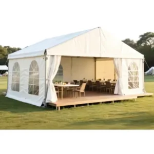 White Curved-Eave Wedding Marquee, Wind-Resistant